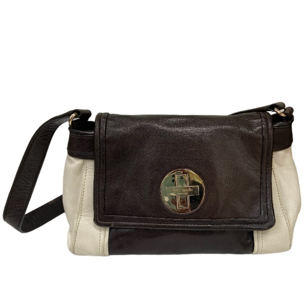 Kate Spade Vintage Leather Shoulder Bag Ivory and Brown